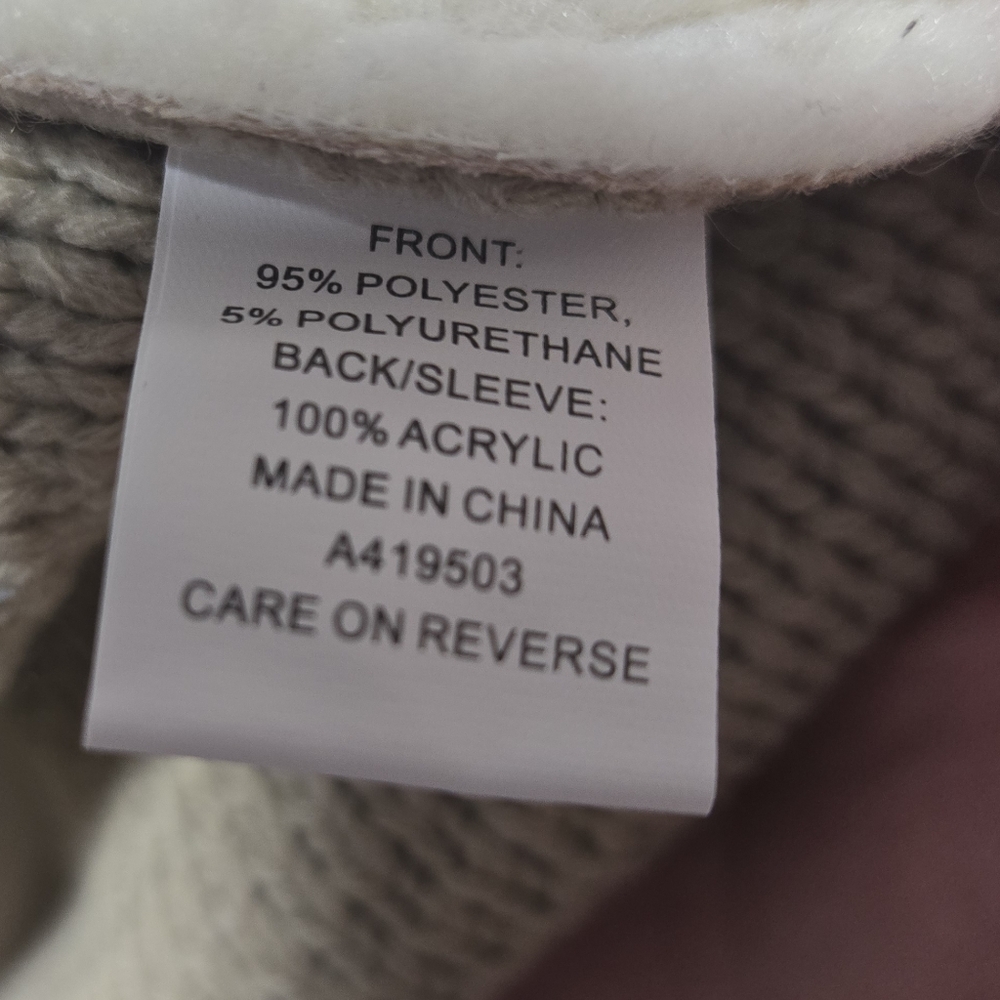 NWT WD.NY Duster Jacket Beige Cardigan Size Large Faux Sherpa Cream Tan Fall - Picture 6 of 10